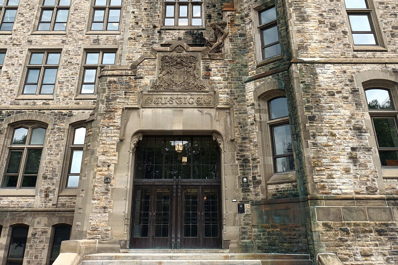 Entrance of the Justice Building on Wellington Street in Ottawa